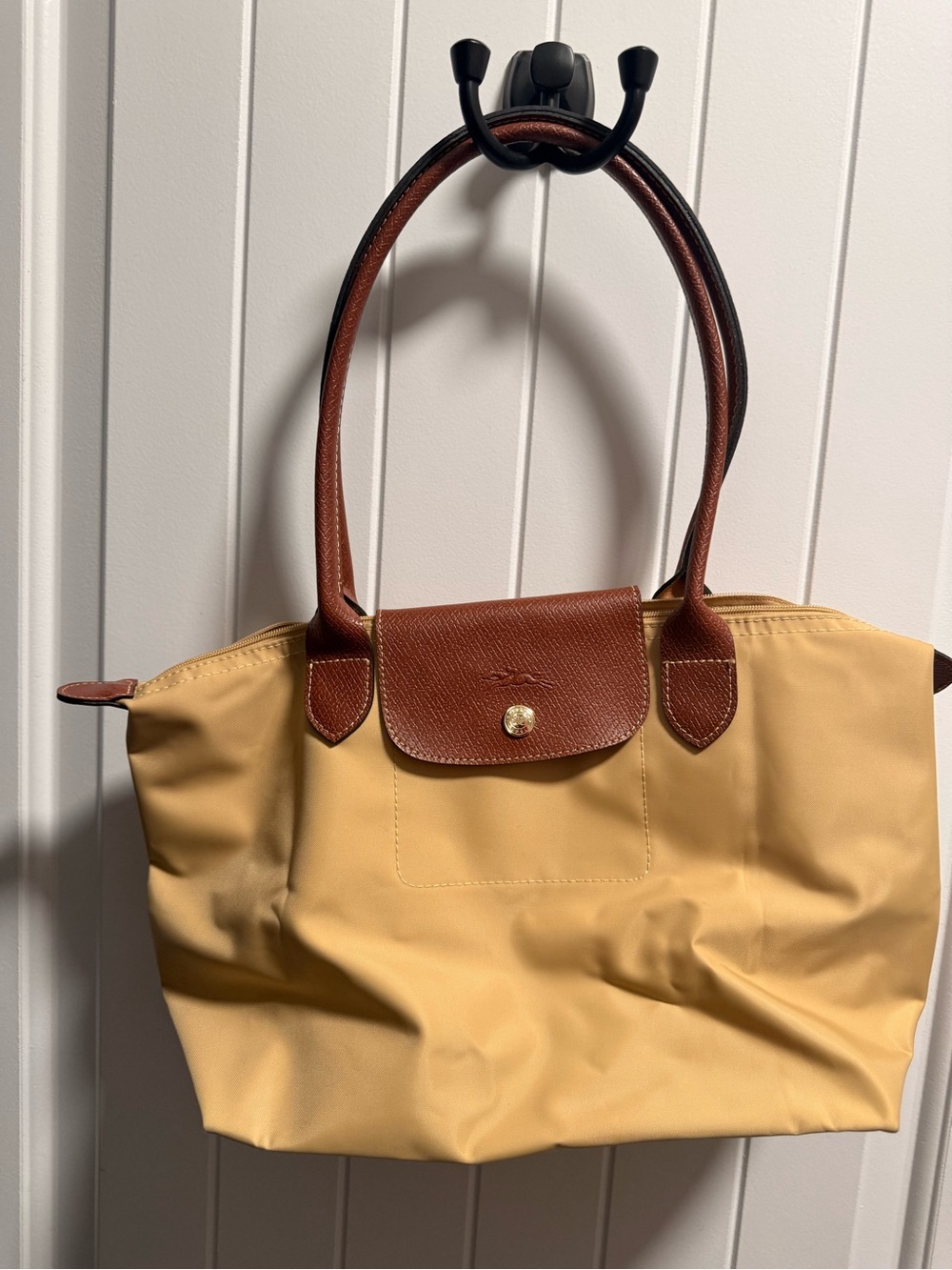 Longchamp Medium Fawn Tote with Brown Leather Trim